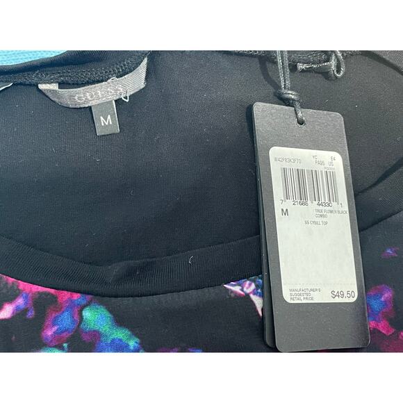 Guess Blouse Medium Purple Floral Sheer Front Whimsigoth Boho NWT - Picture 6 of 7